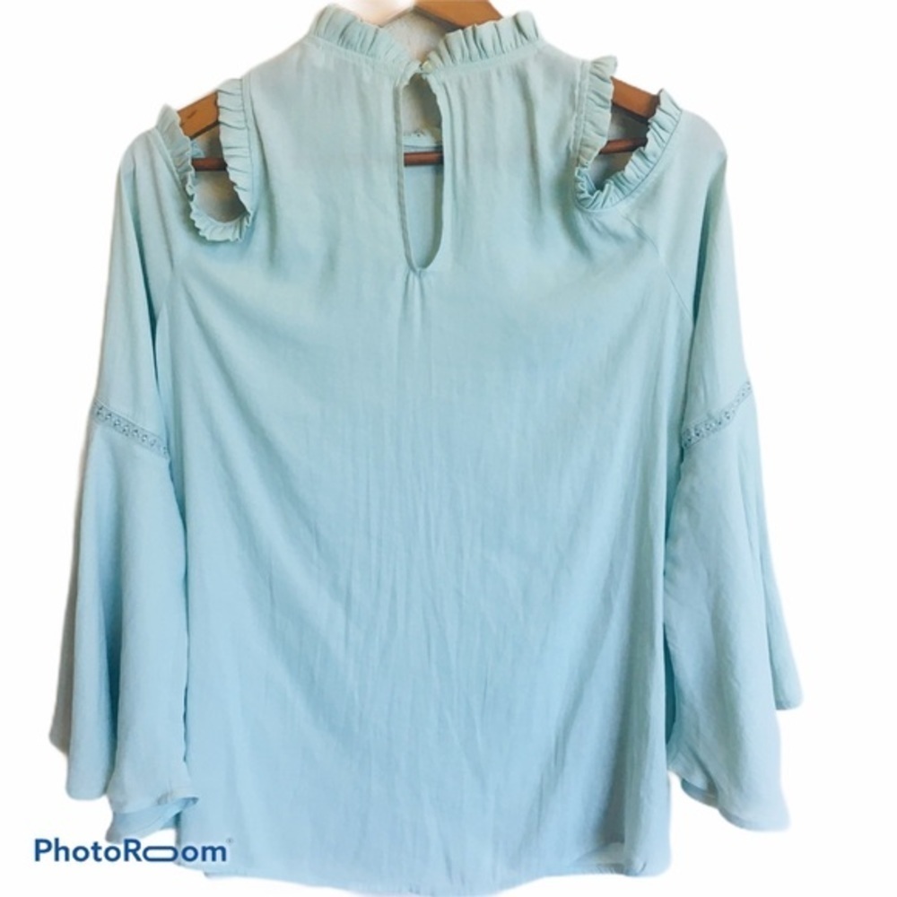 Chelsea28 Mint Ruffle Cold Shoulder Top - Picture 2 of 7